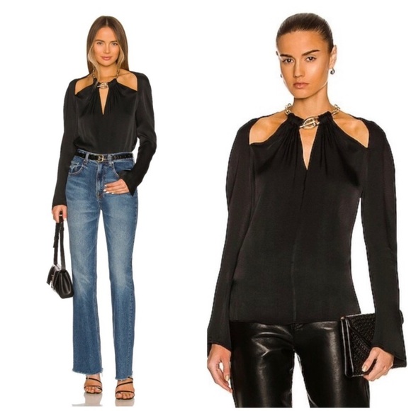 Jonathan Simkhai Krishna chain necklace black blouse 10968 - Picture 1 of 15